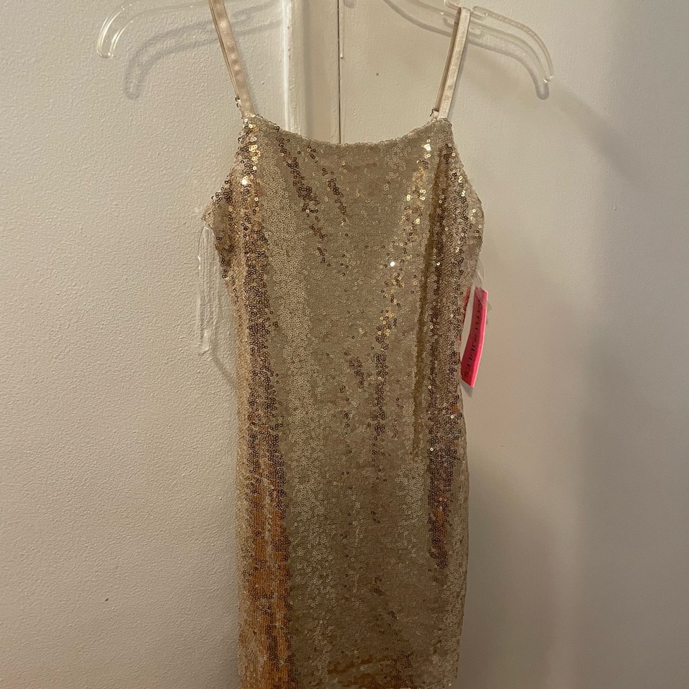 LG Gold and Cream Sequin Sheath Mini Dress
